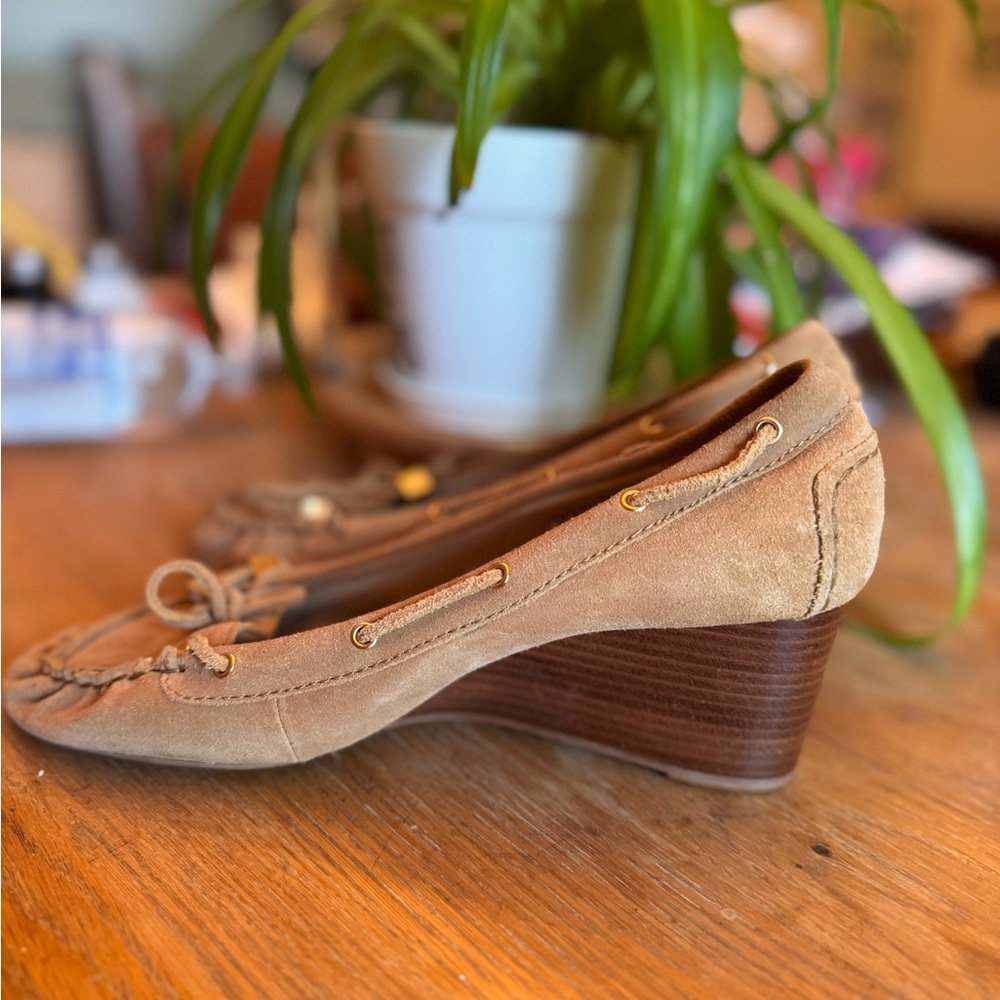 Michael Kors Beige Suede Wedge Loafers